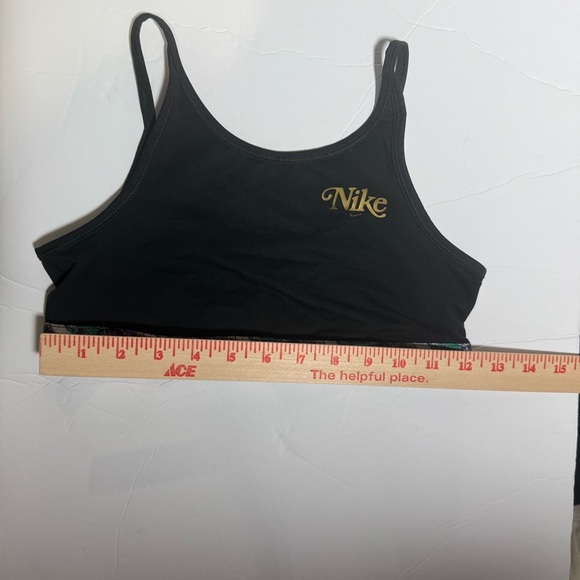 Nike Dri-Fit Girls Training Sports Bra Black Gold Logo Floral Pattern Size L - Picture 4 of 7